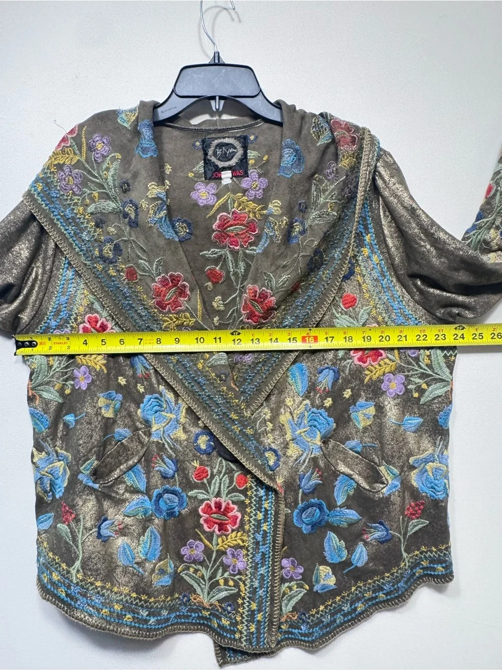Johnny Was embroidered Hoodie biya Duster Cardigan wrap like new size Xlarge